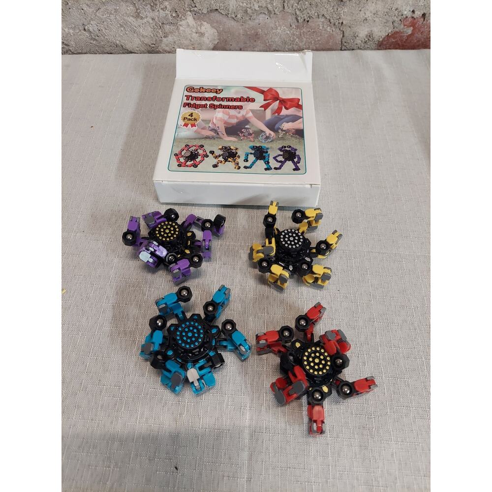 Gokeey Transformable Fidget Spinners 4 Pack Magnetic Robot Toy Multicolor Kids - Picture 2 of 3